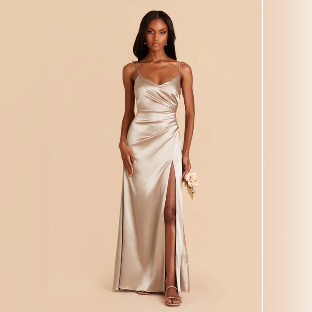 Birdy Grey Catherine Shiny Satin Dress Neutral Champagne